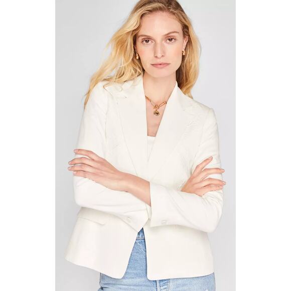 Jason Wu Embroidered Linen Blazer Off White L - Picture 1 of 13